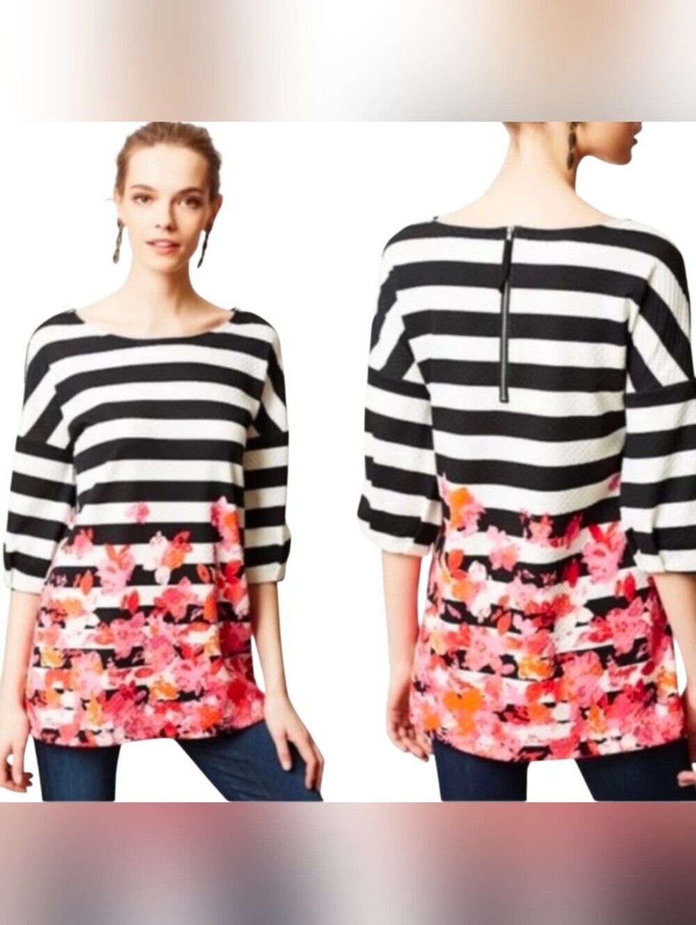 Anthropologie Postage Stamp Floral Tunic Top Size SmallEUC Size Small